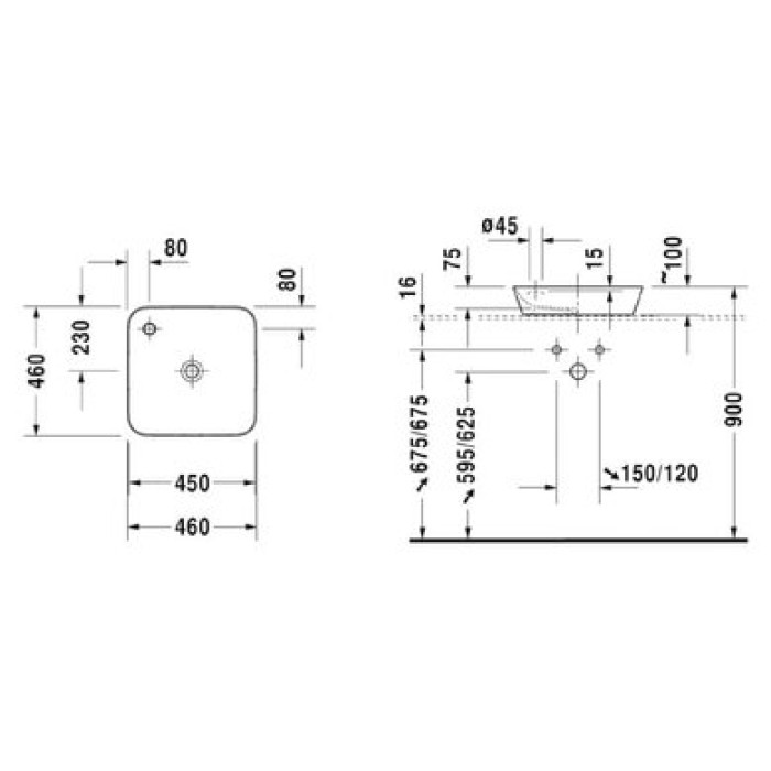 Плитка керамогранит Керамическая раковина 46 см Duravit Cape Cod 2340460000 для пола