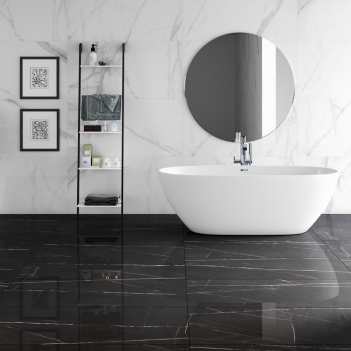 Керамогранит Argenta Ceramica Tantalo Negro 9×1200×600 под мрамор под камень