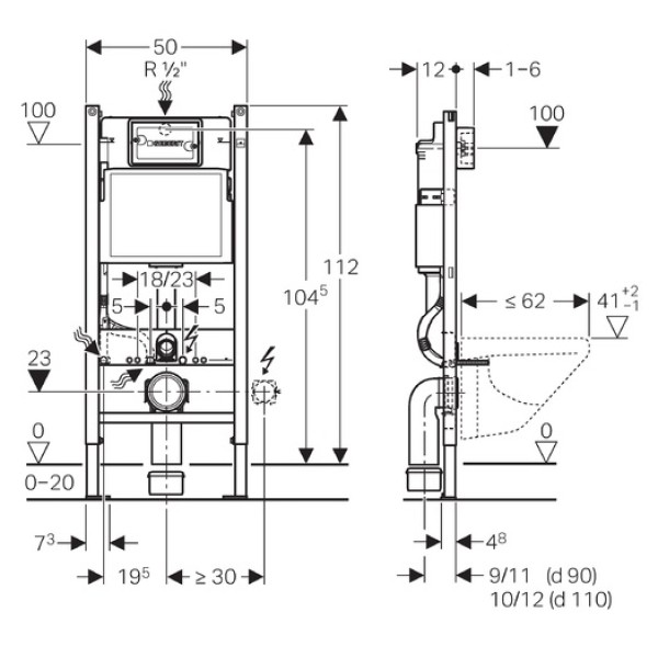 Инсталляция GEBERIT Duofix 458.126.00.1 + унитаз ROCA Gap A34H470000 с сиденьем SoftClose