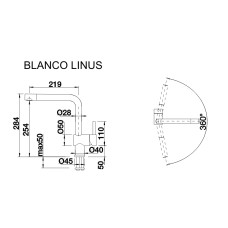 Смеситель кухонный Blanco LINUS SILGRANIT темная скала 518814