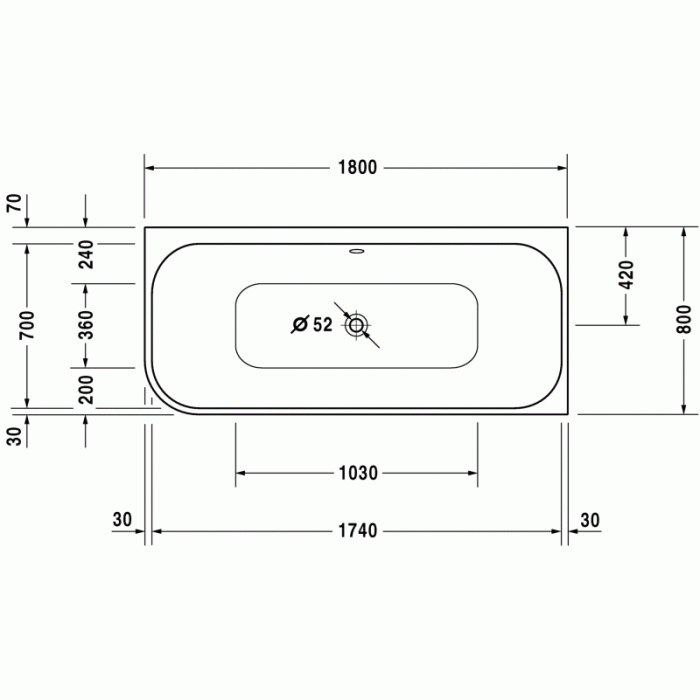 Happy D.2 ванна прямоугольная 180 см 700317000000000 в интернет-магазине «Estet Room»