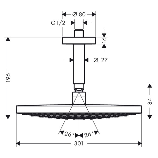 Верхний душ Hansgrohe Raindance Select S 300 2jet 27337000
