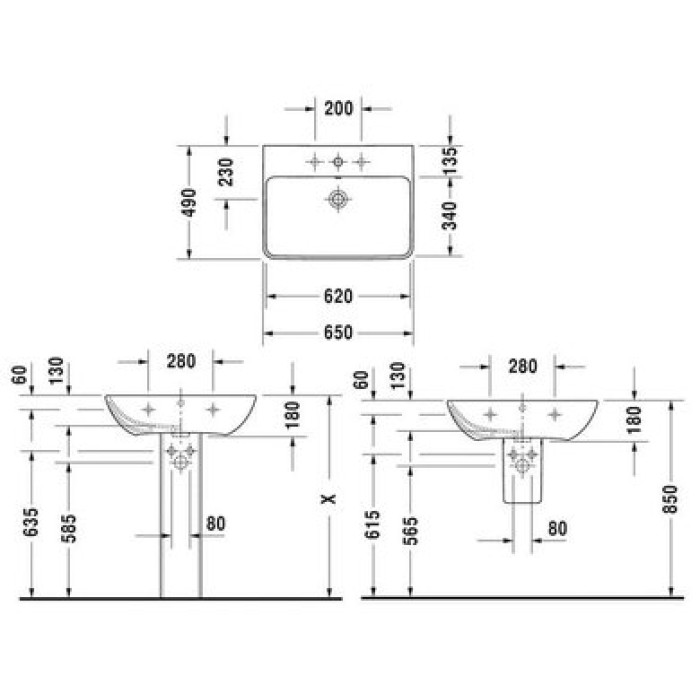 Плитка керамогранит Керамическая раковина 65 см Duravit ME by Starck 2335650000 для пола