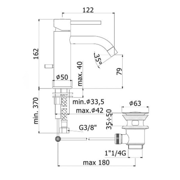 Смеситель для раковины Paffoni Light (LIG075NO)