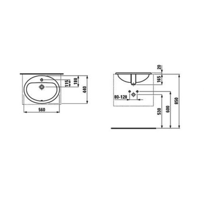 Раковина Врезной в столешницу Laufen Pro H8139510001041