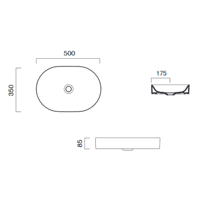 Керамическая раковина 50 см Catalano Horizon, argento-bianco