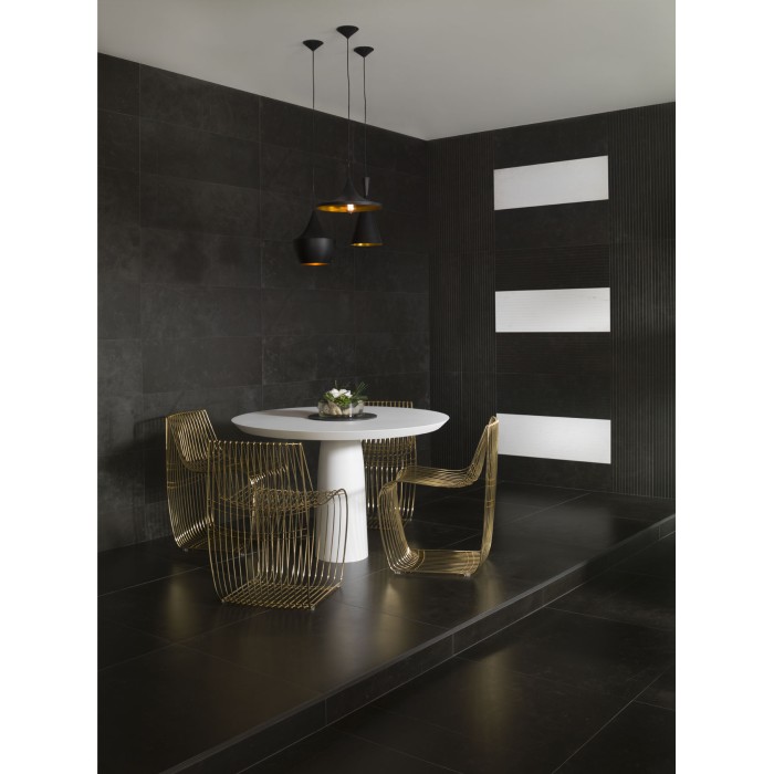 Плитка VENIS Magma Black LINES MAGMA 10×1000×333 под мрамор