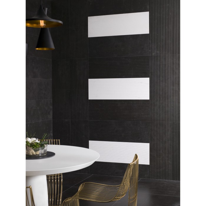 Плитка VENIS Magma Black LINES MAGMA 10×1000×333 под мрамор