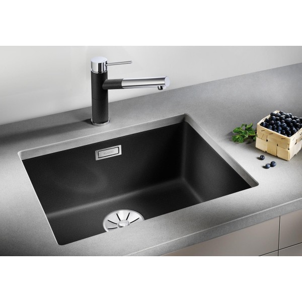 Мойка для кухни Blanco Subline 500-U Black Edition с черной отводной арматурой InFino  526340