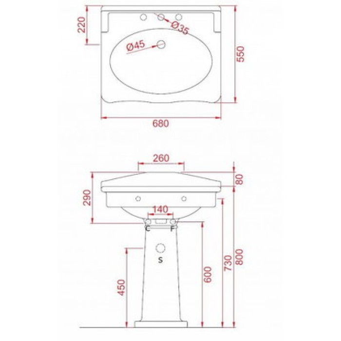 Керамическая раковина 68 см Artceram Hermitage, white glossy/gold bicolor (HEL002 01;56)