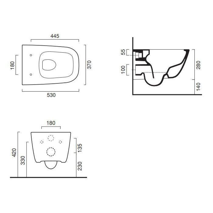 Подвесной безободковый унитаз с крышкой Catalano New Light NewFlush Подвесной безободковый унитаз с крышкой Catalano New Light NewFlush