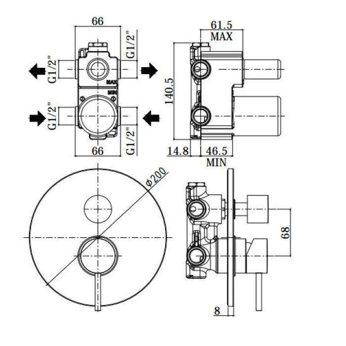 Термостатический смеситель Paffoni Light LIQ018CR Термостатический смеситель Paffoni Light LIQ018CR