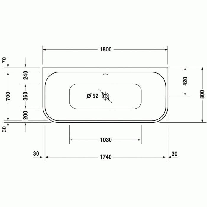 Happy D.2 ванна прямоугольная 180 см 700318000000000 в интернет-магазине «Estet Room»