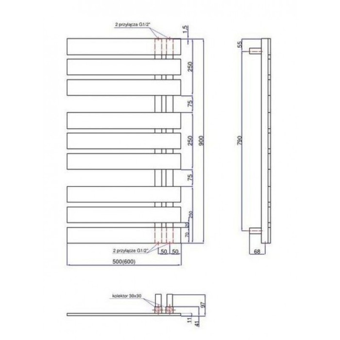 Полотенцесушитель Instal Projekt NAMELESS, белый, Nam-50/90W