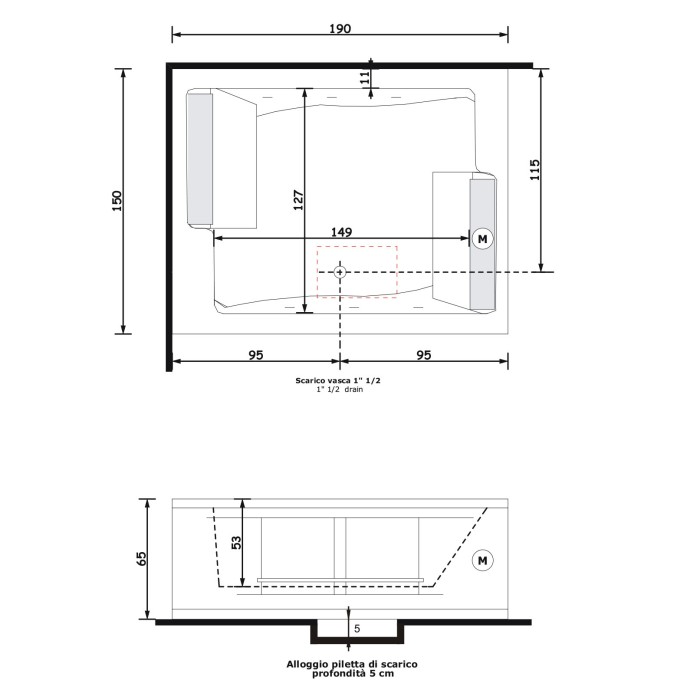 Gruppo Treesse BIS Ванна в современном стиле 190x150xh64 см Gruppo Treesse BIS Ванна в современном стиле 190x150xh64 см