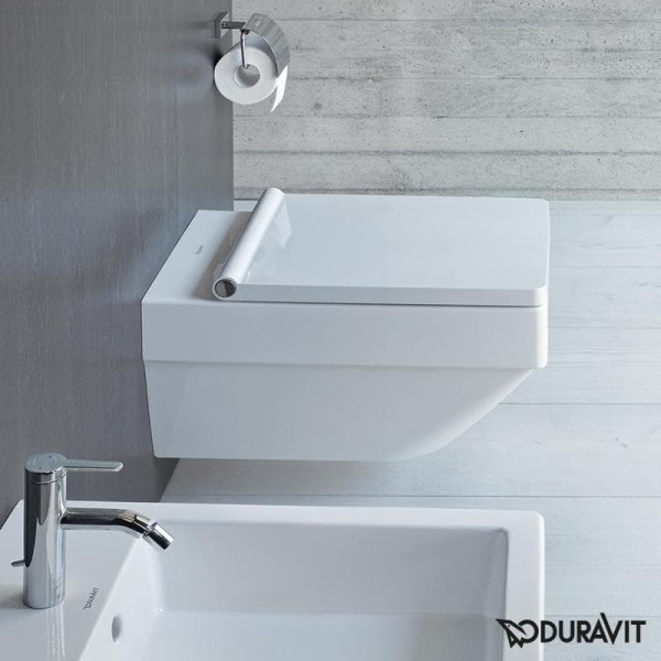 Плитка керамогранит Подвесной безободковый унитаз Duravit Rimless Vero Air 2525090000 для пола