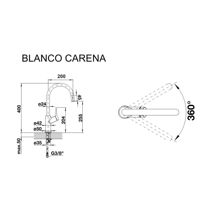 Смеситель кухонный Blanco CARENA хром 520766