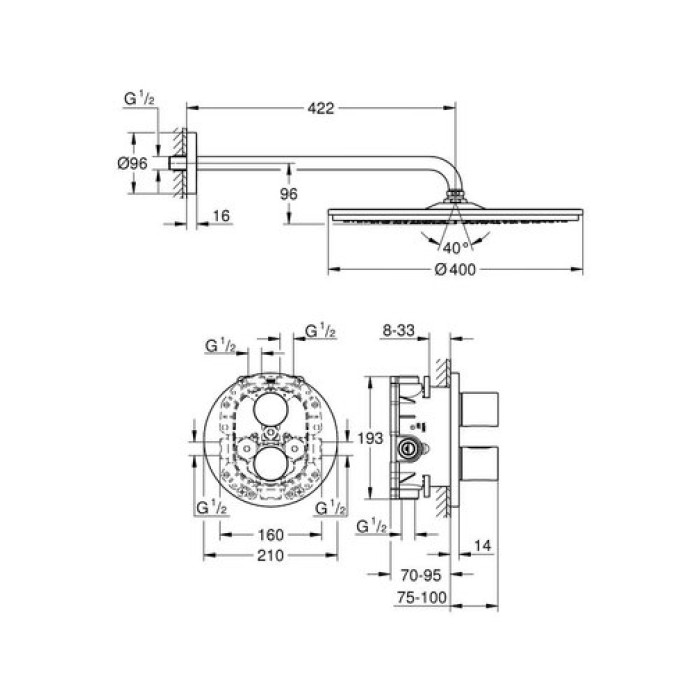 Душевая система Grohtherm 3000 Cosmopolitan с душем Rainshower Cosmopolitan 400 (26260000)