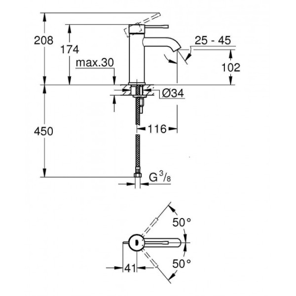 Grohe Essence New Смеситель однорычажный для раковины S-Size (23590GL1)