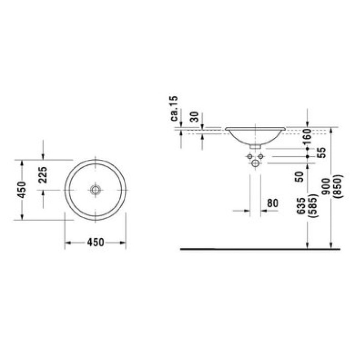 Плитка керамогранит Керамическая раковина 45 см Duravit Architec 0318450000 для пола