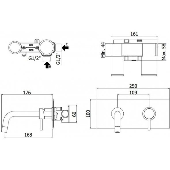 Смеситель для раковины Paffoni Light LIG101ROSE/M