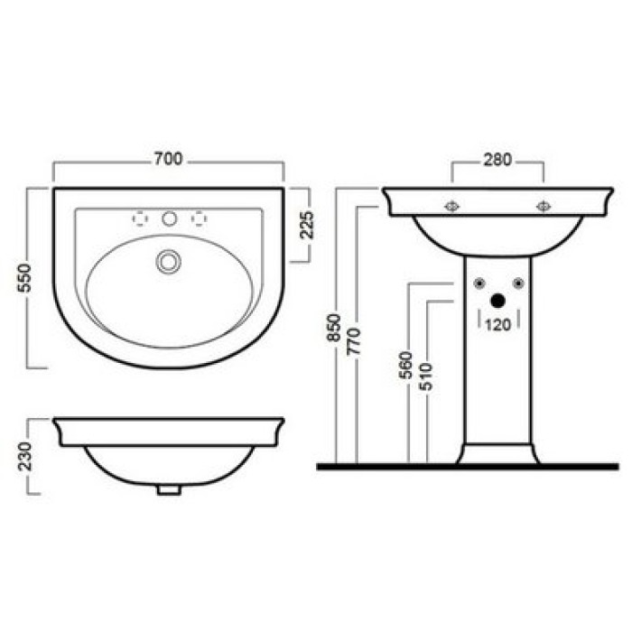 Керамическая раковина 70 см Hatria Dolcevita, белый (Y0Ex01)