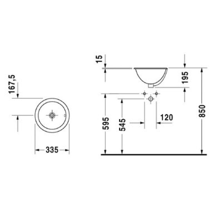 Плитка керамогранит Керамическая раковина 33,5 см Duravit Architec 0473340031 для пола