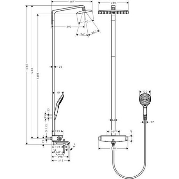 Душевая система Hansgrohe Raindance Select E 360 Showerpipe (27113000)