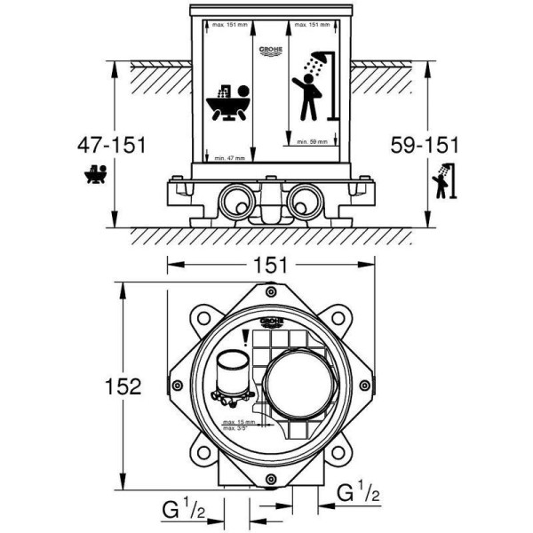 Grohe Монтажный набор для напольного смесителя (29086000)