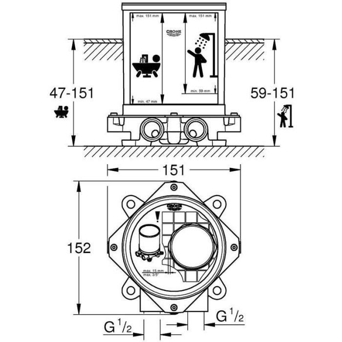 Grohe Монтажный набор для напольного смесителя (29086000)