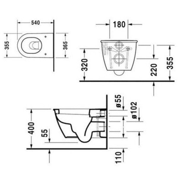 Плитка керамогранит Подвесной унитаз Duravit Darling New 2545090000 для пола