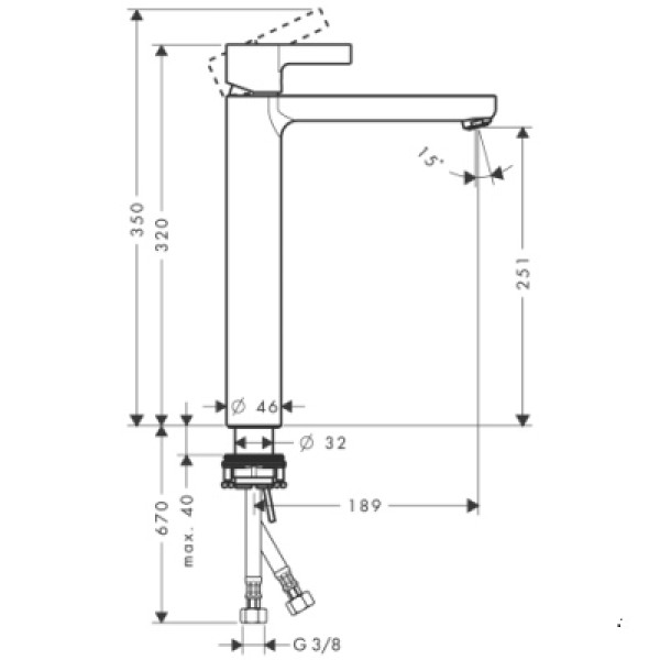 Смеситель для раковины Hansgrohe Metris S 260 (31023000) без донного клапана