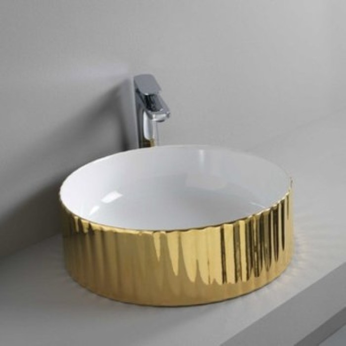 Керамическая раковина 44 см Artceram Millerighe, white glossy/gold bicolor (OSL010 01;56)