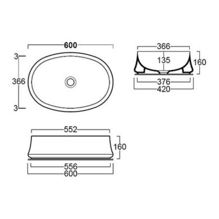 Керамическая раковина 60 см Simas Sharp SH 04 Керамическая раковина 60 см Simas Sharp SH 04