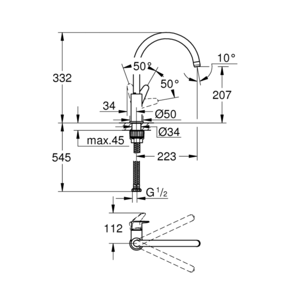 Grohe BauCurve Смеситель для кухни (31231001)