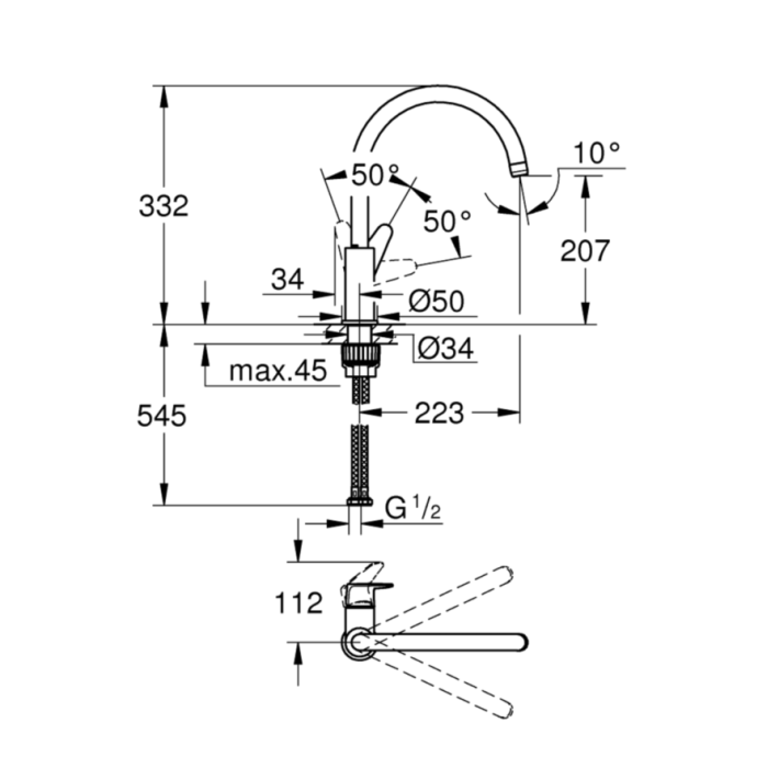 Grohe BauCurve Смеситель для кухни (31231001)