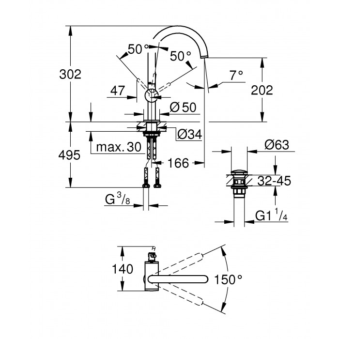 Grohe Atrio new Смеситель для раковины на одно отверстие L-Size (32042003)