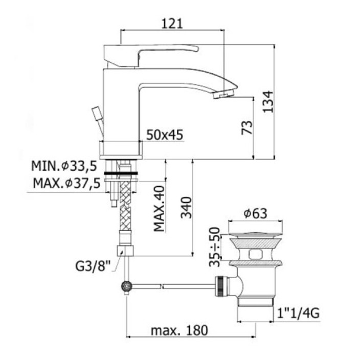 Смеситель для раковины Paffoni Level (LES075CR) Смеситель для раковины Paffoni Level (LES075CR)
