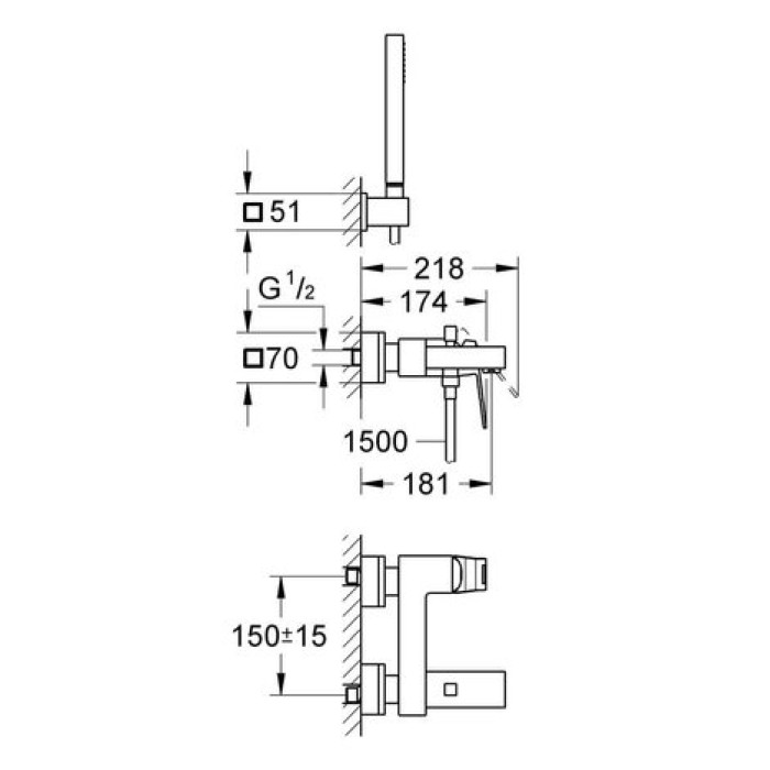 Смеситель для ванны Grohe Eurocube 23141000