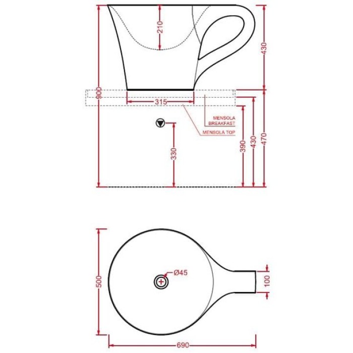 Каменная раковина 70 см Artceram Cup, white (OSL005 01;00)