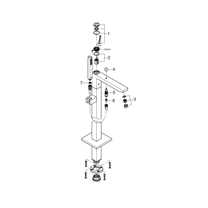 Grohe Eurocube Joy Смеситель однорычажный для ванны напольный монтаж (23667001)