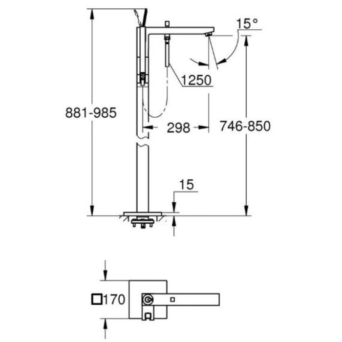 Grohe Eurocube Joy Смеситель однорычажный для ванны напольный монтаж (23667001)