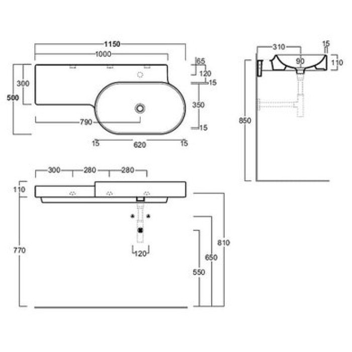 Керамическая раковина 115 см Simas Flow FL 22 Керамическая раковина 115 см Simas Flow FL 22