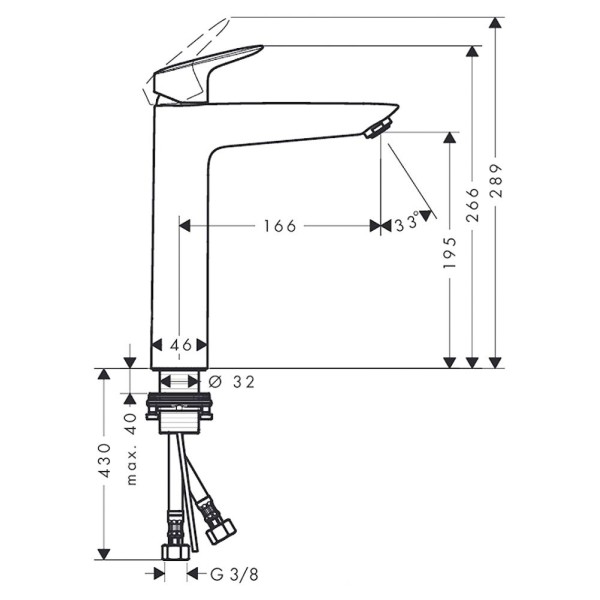 Смеситель для раковины Hansgrohe Logis 190 (71091000) без донного клапана