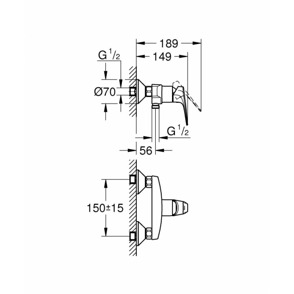 Grohe BauFlow Смеситель однорычажный для душа (23632000)