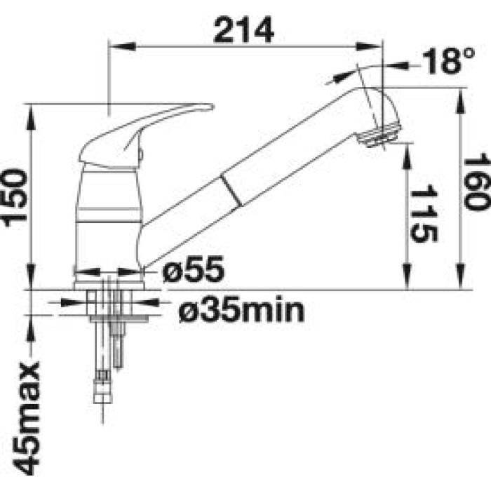 Смеситель кухонный Blanco DARAS-S-F хром 521752