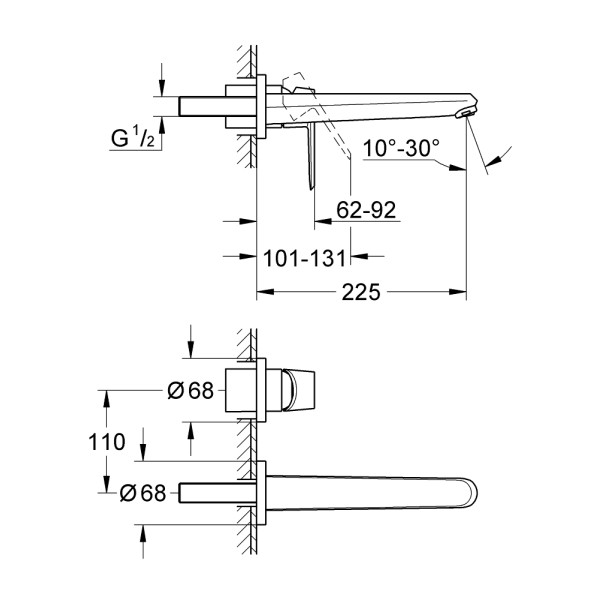 Grohe Eurodisc Cosmopolitan Смеситель для раковины на 2 отверстия L-Size (19974002)