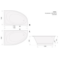 Ванна из искусственного камня PAA Tre Grande K 1700x1000x650