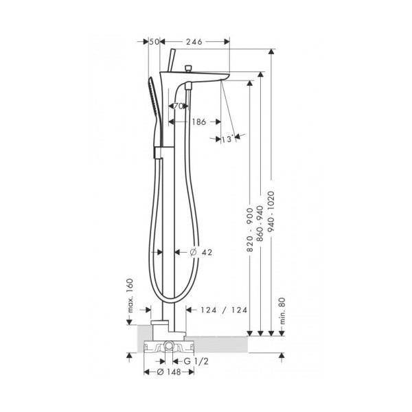 Смеситель для ванны Hansgrohe PuraVida 15473000