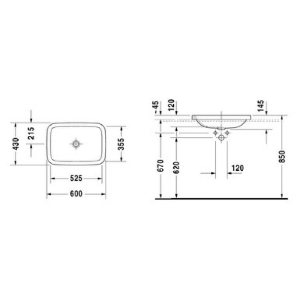 Плитка керамогранит Керамическая раковина 60 см Duravit DuraStyle 0372600000 для пола
